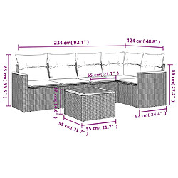 Acheter vidaXL Salon de jardin 6 pcs avec coussins gris résine tressée