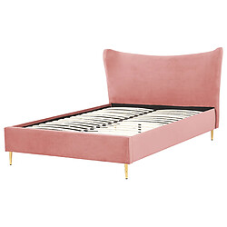 Acheter Beliani Lit double en velours rose 140 x 200 cm CHALEIX