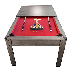 Play4Fun Billard Américain HARMONY 6Ft - 206,5 x 116,5 x 80 cm avec accessoires et plateau dînatoire - Gris