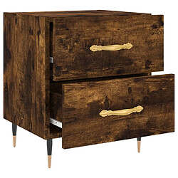 Maison Chic Table de chevet,Table de Nuit,Meuble de Rangement chêne fumé 40x35x47,5 cm bois d’ingénierie pas cher