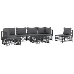 Avis Maison Chic Salon de jardin 7 pcs + coussins - Mobilier/Meubles de jardin - Table et chaises d'extérieur anthracite acier -MN10457