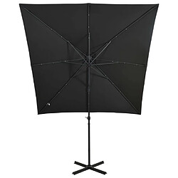 ComfortXL Parasol Déporté Avec Mât Et Lumières LED Noir 250 Cm pas cher