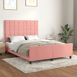 Maison Chic Cadre/structure de lit avec tête de lit pour adulte - Lit Moderne Chambre Rose 140x190 cm Velours -MN98297