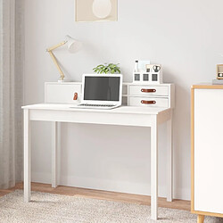 vidaXL Bureau Blanc 110x50x93 cm Bois massif de pin