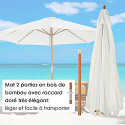 Acheter Outsunny Parasol droit rond grande taille de jardin Ø 3,25 x 2,5H m bois de bambou crème