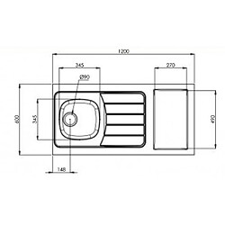 Avis Mezieres DESSUS ÉVIER INOX CUISINETTE LARGEUR 120 CM SANS DOMINO AVEC VIDAGE COMPLET