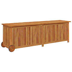 Helloshop26 Coffre boîte meuble de jardin rangement avec roues 150 x 50 x 58 cm bois acacia 02_0013065