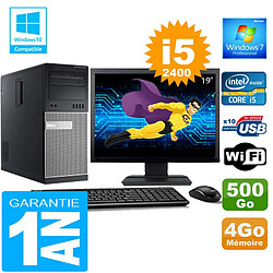 PC Tour DELL 7010 Core I5-2400 Ram 4Go Disque 500 Go Wifi W7 Ecran 19" - Occasion