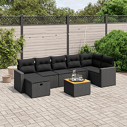 Maison Chic Ensemble Tables et chaises d'extérieur 8 pcs avec coussins,Salon de jardin noir résine tressée -GKD859559