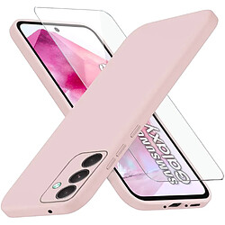 Coque Pour Samsung Galaxy A55 5G Silicone Rose + Verre Trempe Little Boutik©