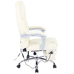 Acheter Decoshop26 Fauteuil de bureau avec fonction massage et repose-pieds ajustables en véritable cuir crème 10_0002573