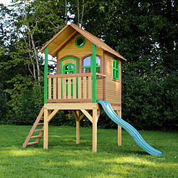 Acheter AXI Laura Maison Enfant avec Toboggan VERT | Aire de Jeux pour l'extérieur en marron & VERT | Maisonnette / Cabane de Jeu en Bois FSC