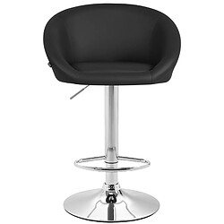 Decoshop26 Lot de 2 tabourets de bar chaises hautes design moderne en PVC noir et métal chromé 10_0004347