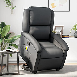 Maison Chic Fauteuil Relax pour salon, Fauteuil inclinable de massage noir cuir véritable -GKD12103