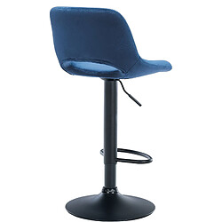 Decoshop26 Tabouret de bar chaise haute x1 avec repose-pieds en velours bleu piètement métallique noir 10_0004598 pas cher