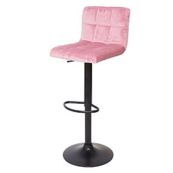 Decoshop26 Lot de 2 tabourets de bar réglable en hauteur tissu velours rose velvet peids en métal noir 04_0000152