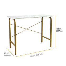 Acheter Teamson Home 40" Table De Bureau À Domicile Avec Plateau En Faux Marbre Et Cadre En Laiton VNF-00092