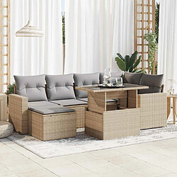 vidaXL Salon de jardin avec coussins 7 pcs beige résine tressée