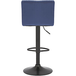 Decoshop26 Tabouret de bar x1 pivotant hauteur réglable assise surpiqué en velours bleu et métal noir 10_0005000