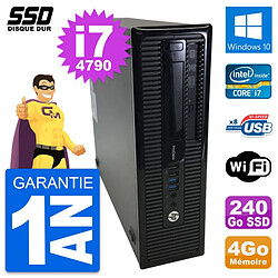 PC HP ProDesk 400 G1 SFF Intel Core i7-4790 RAM 4Go SSD 240Go Windows 10 Wifi - Occasion