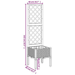 vidaXL Jardinière avec treillis marron 40x40x142 cm PP pas cher