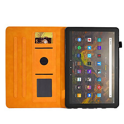 Etui en PU motif en forme de cœur avec support et porte-cartes pour votre Amazon Fire HD 10 (2021) - kaki