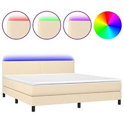 Maison Chic Lit adulte- Lit + matelas,Sommier à lattes de lit avec matelas LED Crème 160x200 cm Tissu -GKD90038