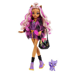 Mattel Monster High Clawdeen Wolf Articulée avec son Chat Crescent et Accessoires Violet