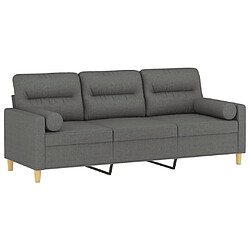 Avis Maison Chic Canapé 3 places avec oreillers,Sofa de Salon,Canapé droit gris foncé 180 cm tissu -GKD581876