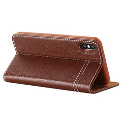 Wewoo Housse Coque Pour iPhone XR GEBEI Etui de protection en cuir à rabat horizontal avec support et fentes cartes Marron pas cher