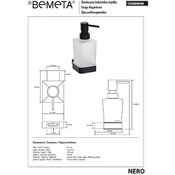 Bemeta - Maison De La Tendance Distributeur de savon liquide NERO en laiton noir et verre / 250ml