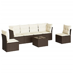 vidaXL Salon de jardin avec coussins 7 pcs marron résine tressée