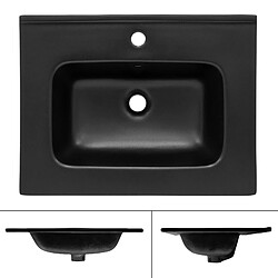 ML DESIGN MODERN LIVING Lavabo éncastre en céramique noir mat vasque á poser rectangulaire 610x165x460mm