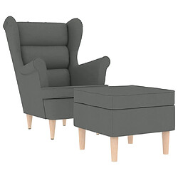 vidaXL Fauteuil avec repose-pied Gris foncé Tissu