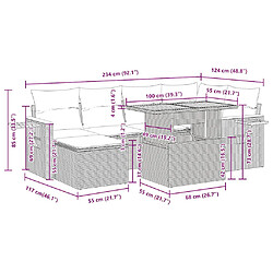 vidaXL Salon de jardin avec coussins 7 pcs beige résine tressée acacia pas cher