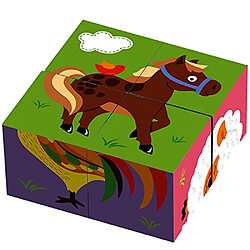 Viga Toys - 50835 - Puzzle de Cube - Animaux de Ferme - 4 Pièces