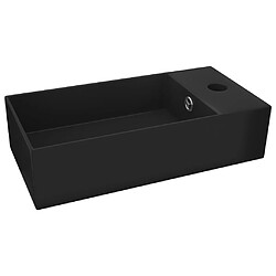 vidaXL Lavabo de salle de bain avec trop-plein Céramique Noir mat