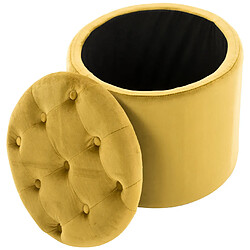 Avis Decoshop26 Pouf tabouret coffre avec espace de rangement en tissu velours jaune 42x44cm TABO10078