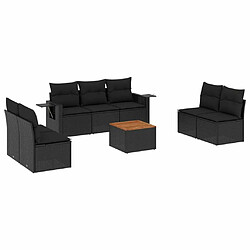 Maison Chic Salon de jardin 8 pcs avec coussins | Ensemble de Table et chaises | Mobilier d'Extérieur noir résine tressée -GKD47071