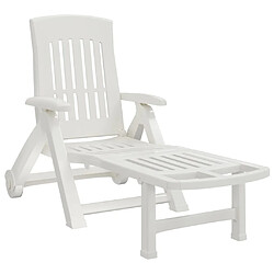 Maison Chic Chaise longue pliable de jardin | Bain de soleil Relax | Transat avec roues blanc PP -GKD37669