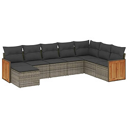 vidaXL Salon de jardin 8 pcs avec coussins gris résine tressée