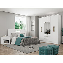 Vente-Unique Armoire 6 portes et 3 tiroirs - Avec miroir - L180 cm - Coloris : Blanc - ELORIO 