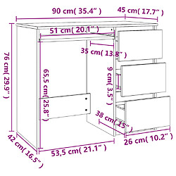 Acheter Helloshop26 Bureau table poste de travail meuble d'ordinateur informatique étude 90 x 45 x 76 cm bois d’ingénierie gris 02_0023849