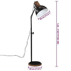 vidaXL Lampadaire 25 W noir 30x30x100-150 cm E27 pas cher