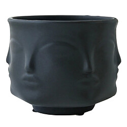 Pot De Fleur En Céramique De Style Nordique Visage Humain à Motifs Vase à Fleurs Noir