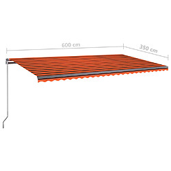 vidaXL Auvent automatique capteur de vent LED 600x350 cm Orange marron pas cher