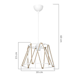 Helloshop26 Lustre lampe lumière suspendu suspension en abs et corde de jute hauteur 60 cm E27 blanc / naturel 03_0007484