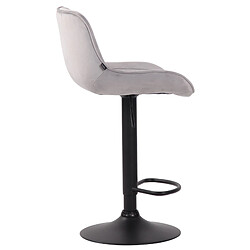 Avis Decoshop26 Tabouret de bar chaise haute x1 en velours gris coutures verticales support en métal noir 10_0005113