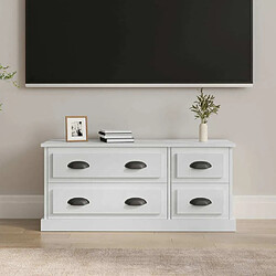 Maison Chic Meuble TV scandinave - Banc TV pour salon blanc brillant 100x35,5x45 cm bois d'ingénierie -MN99285