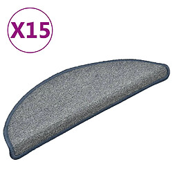 vidaXL Tapis de marches d'escalier 15 pcs Gris clair et bleu 56x17x3cm